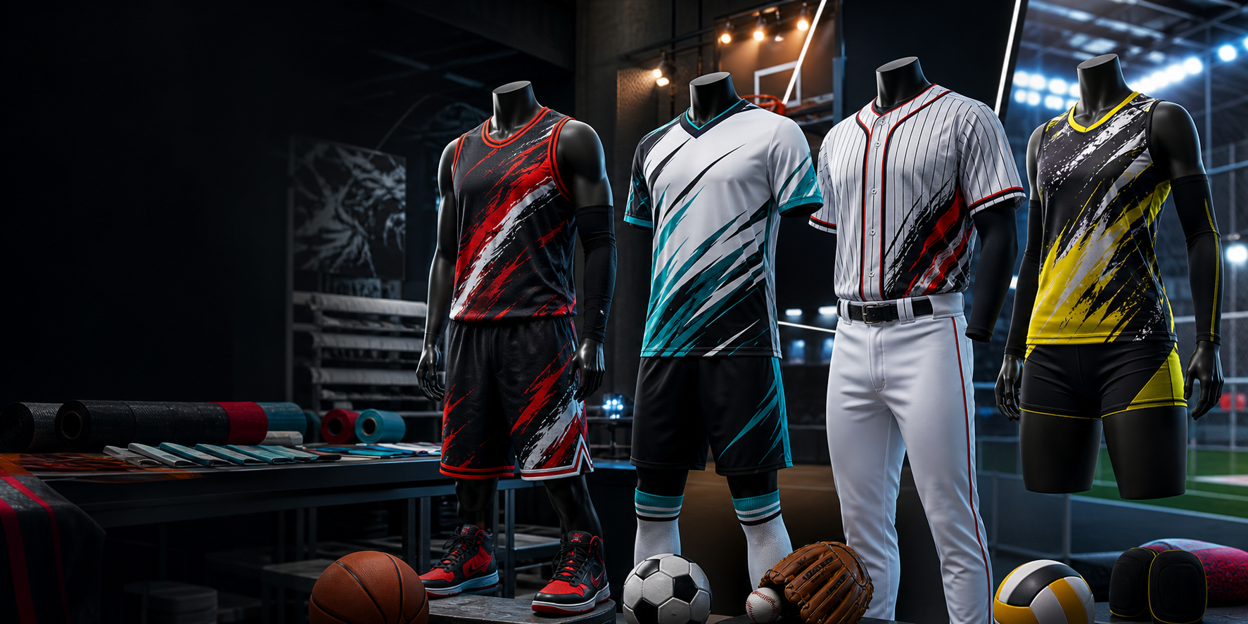 Uniformes deportivos personalizados en estudio de manufactura